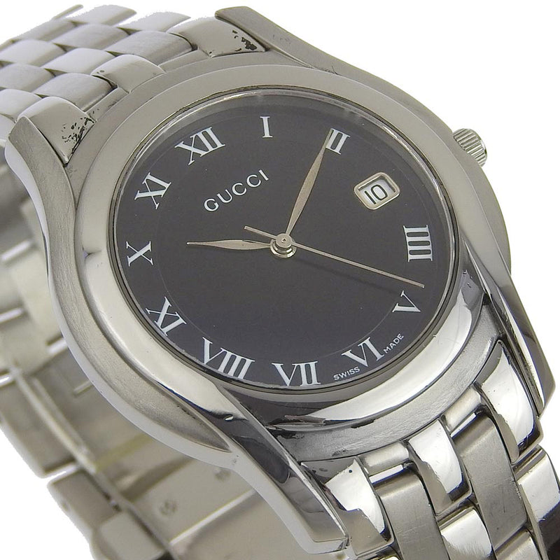 [GUCCI] Gucci 5500m Stainless Steel Quartz Analog Display Men's Black Dial Watch