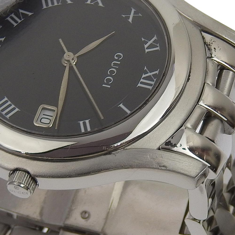 【GUCCI】グッチ
 5500m ステンレススチール クオーツ アナログ表示 メンズ 黒文字盤 腕時計