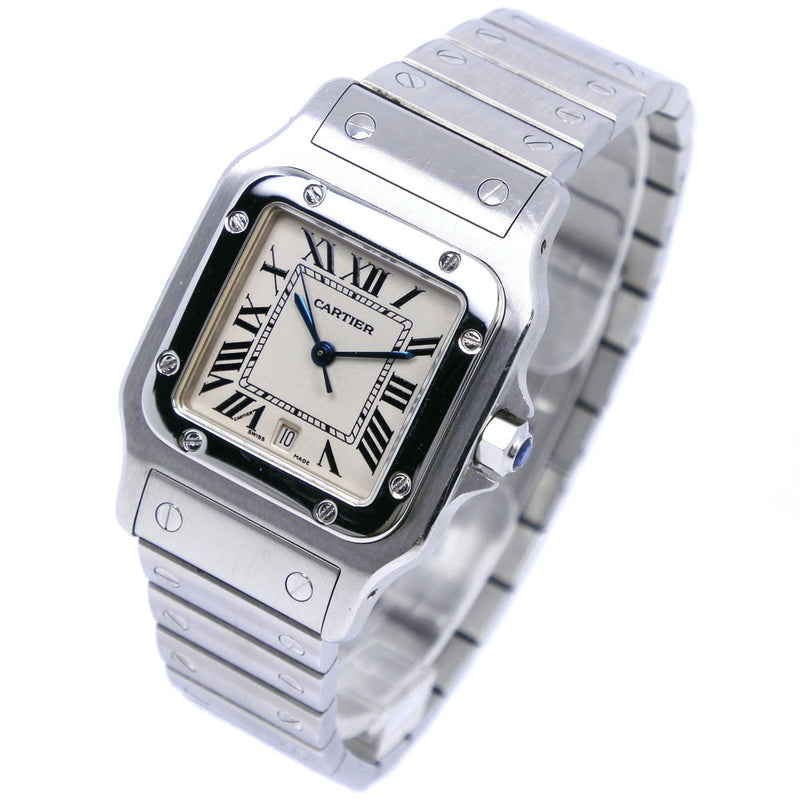 [Cartier] Cartier Santo Sugarbe LM W20060D6 Stainless Steel Quartz Analog Display Men's Beige Dial Watch