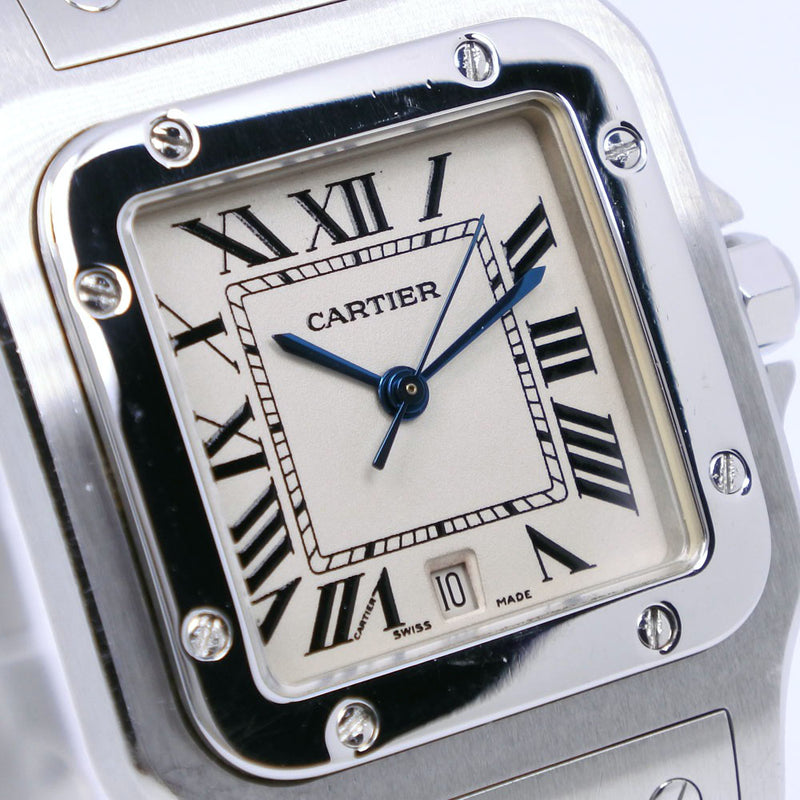 [Cartier] Cartier Santo Sugarbe LM W20060D6 Stainless Steel Quartz Analog Display Men's Beige Dial Watch