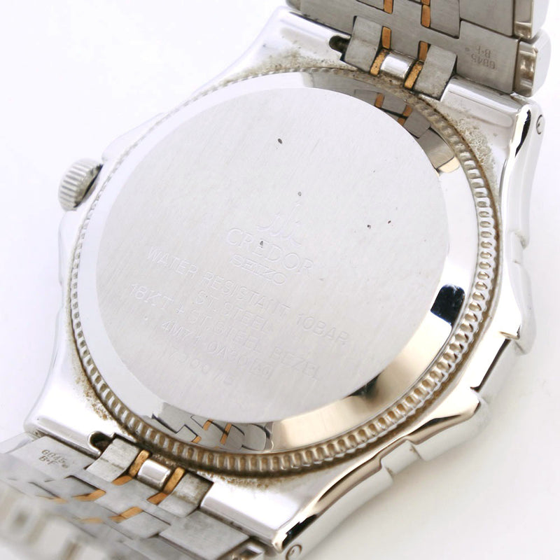【SEIKO】セイコー
 クレドール 4M71-0A30 ステンレススチール×K18イエローゴールド キネティック メンズ ベージュ文字盤 腕時計