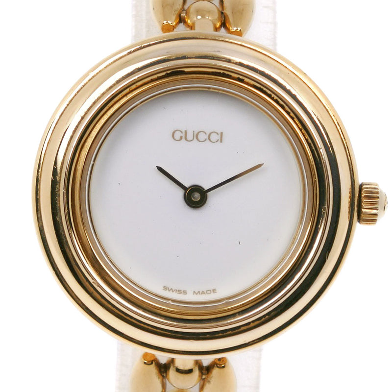 [Gucci] Gucci更改BESEL 11/12.2金镀石英模拟显示女士白色拨号表