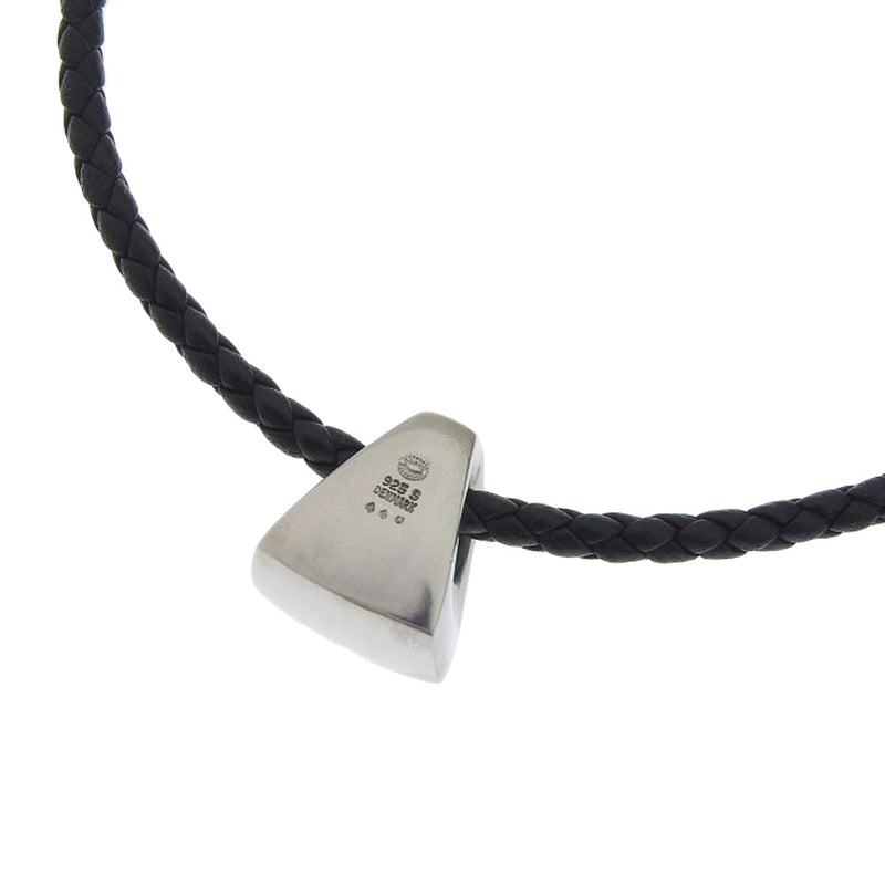 [GEORG JENSEN] George Jensen Choker Silver 925 x Leather Black Ladies Necklace A-Rank