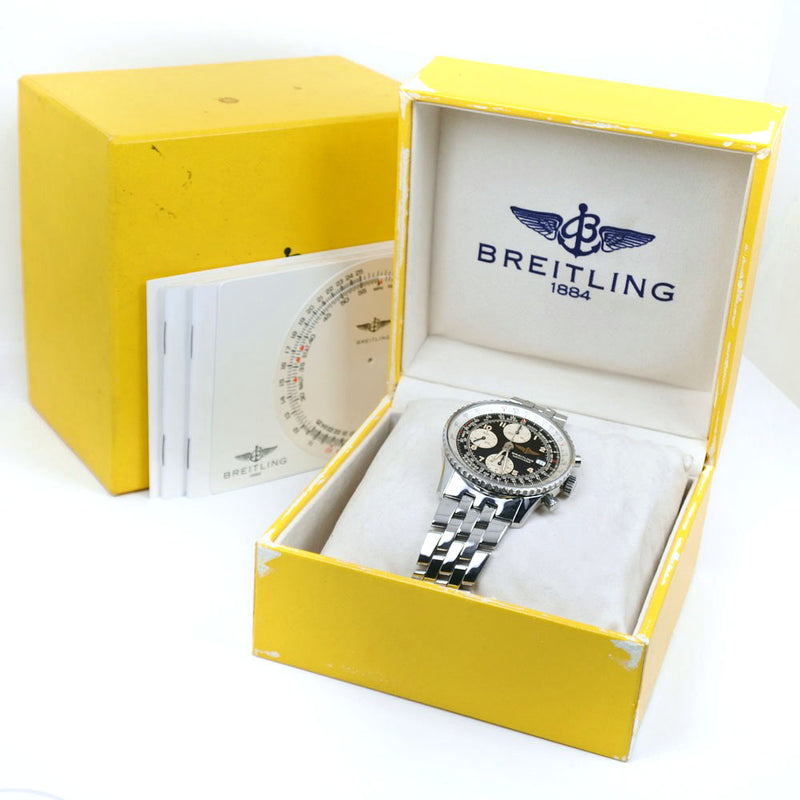 [Breitling] Breitling Old Navi 타이머 A13022 스테인레스 스틸 자동 남성 블랙 다이얼 시계 A-Rank