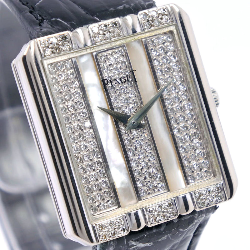 [Piaget] Piager and After Diamond Watch WG X Diamond Quartz 아날로그 부하 유니슬 Silver Dial Watch