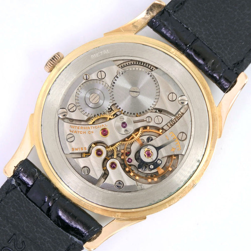 [IWC] International Watch Company Cal.89 Watch K18 옐로우 골드 X 가죽 손 -wound 아날로그 디스플레이 남성 실버 다이얼 시계