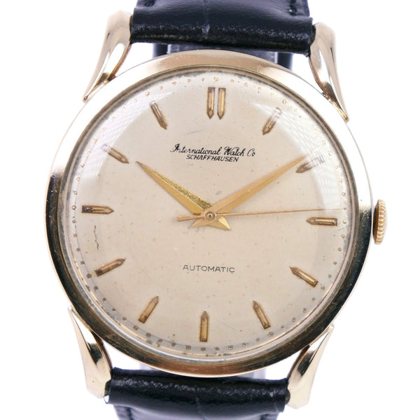 [IWC] International Watch Company Cal.852 K18 Reloj de dial de plata automático de oro de cuero x cuero de cuero