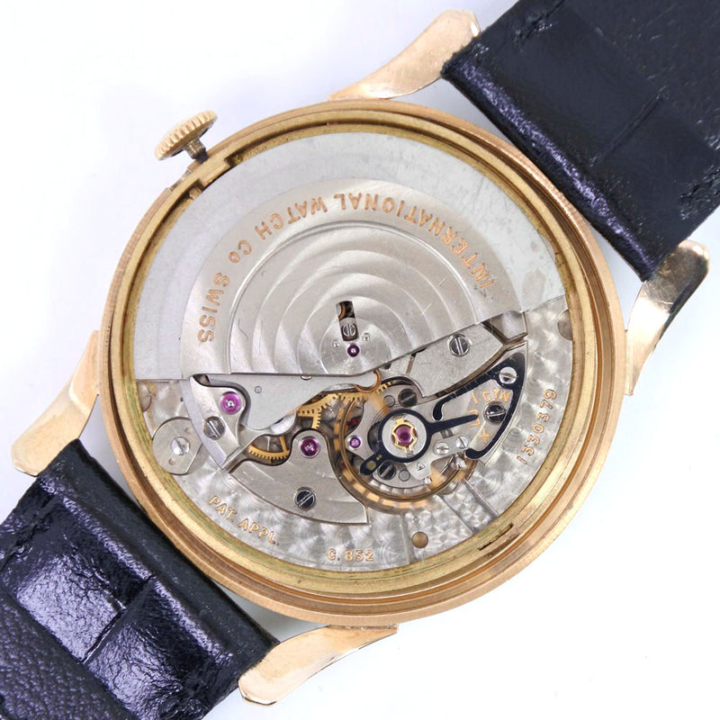 【IWC】インターナショナルウォッチカンパニー
 cal.852 K18イエローゴールド×レザー 自動巻き メンズ シルバー文字盤 腕時計