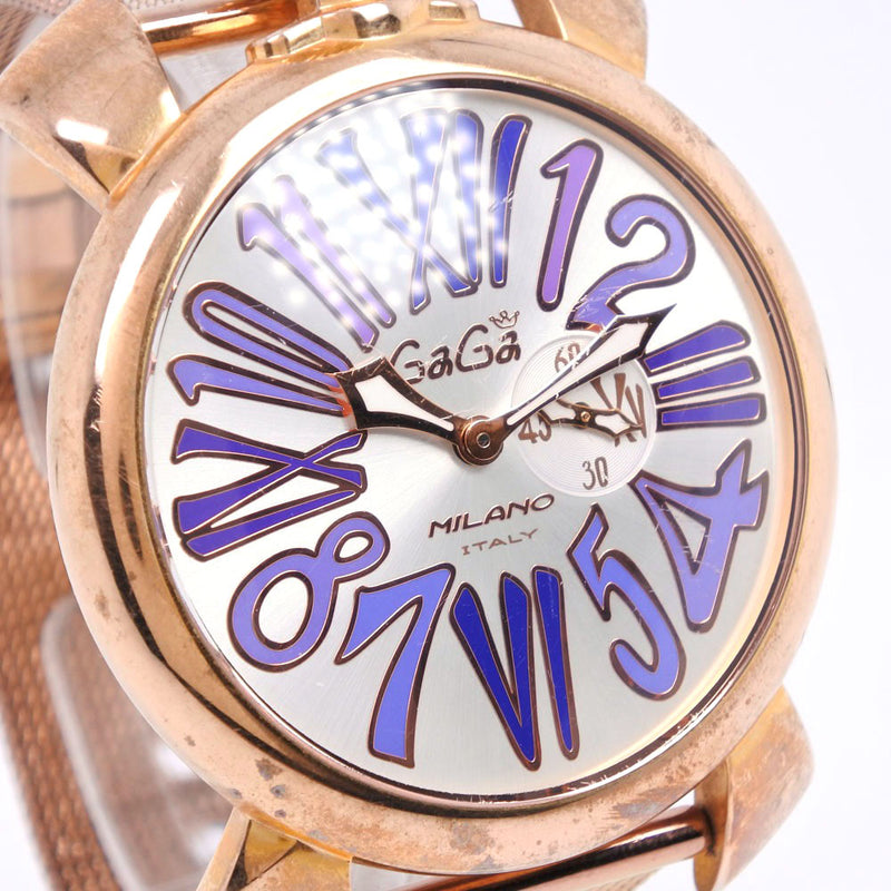 【Gaga Milano】ガガ・ミラノ
 マニュアーレ46 腕時計
 ステンレススチール クオーツ アナログ表示 メンズ シルバー文字盤 腕時計