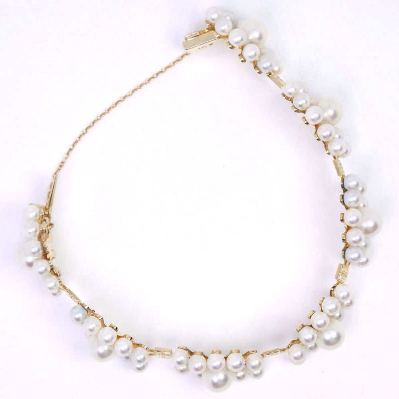 [Mikimoto] Mikimoto bracelet 4-7.5mm K18 Yellow Gold x Pearl Ladies Bracelet A+Rank