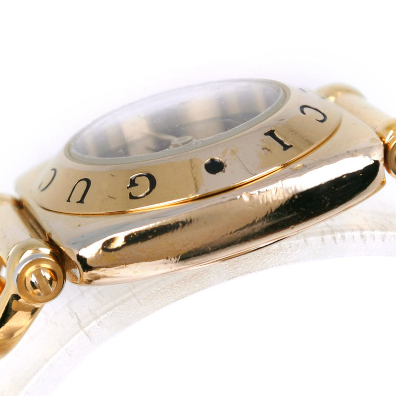 【GUCCI】グッチ
 腕時計
 6400L 金メッキ クオーツ アナログ表示 黒文字盤 レディース