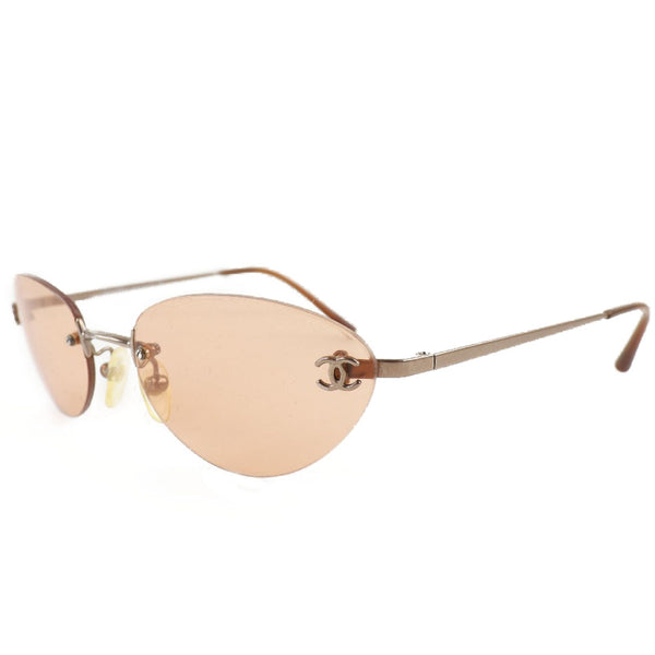 Chanel Sunglasses Side Coco Mark Rhinestone rimless Brown 4003 with case