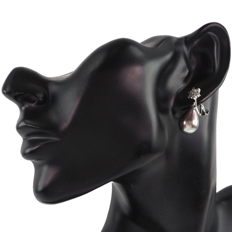 [타사키] 타사키 스윙 진주 드롭 Rop PT900 플래티넘 x 검은 진주 (검은 나비 진주) x 다이아몬드 0.33 조각 된 숙녀 귀걸이 A+순위