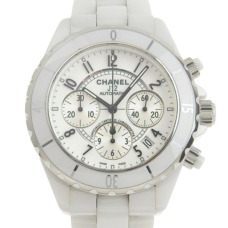 [Chanel] Chanel J12 H1007 Cerámica blanca CRONOGROLO AUTOMÁTICO Men White Dial Watch A-Rank