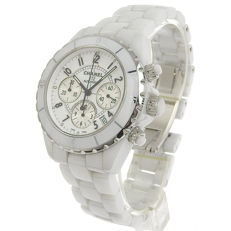 シャネル CHANEL J12 クロノ H1007 自動巻き デイト 腕時計 セラミック ホワイト