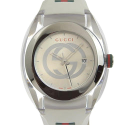 [GUCCI] Gucci Sink 137.1 Stainless steel x Rubber Quartz Analog display Men's Silver Dial Watch A Rank