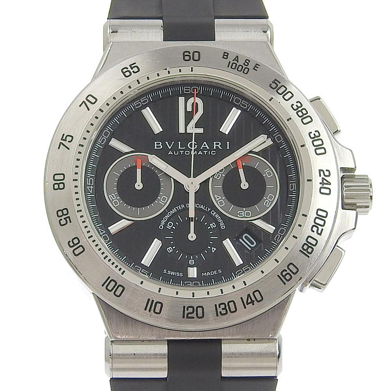 [BVLGARI] BULGARI DIAGONO专业GMT DP42SCH不锈钢X橡胶自动风向计时片男士黑色拨号表手表