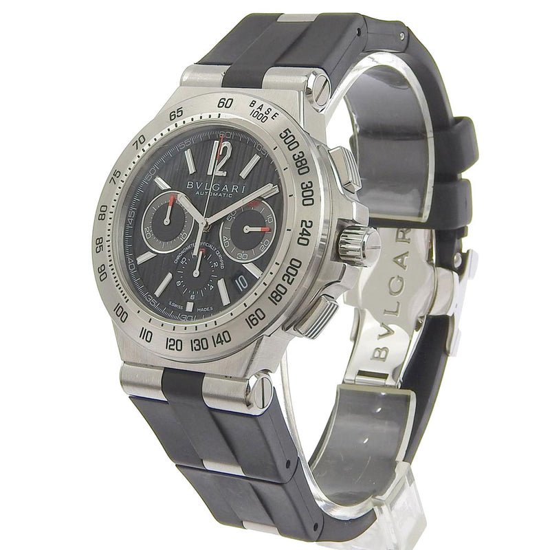[BVLGARI] BULGARI DIAGONO专业GMT DP42SCH不锈钢X橡胶自动风向计时片男士黑色拨号表手表