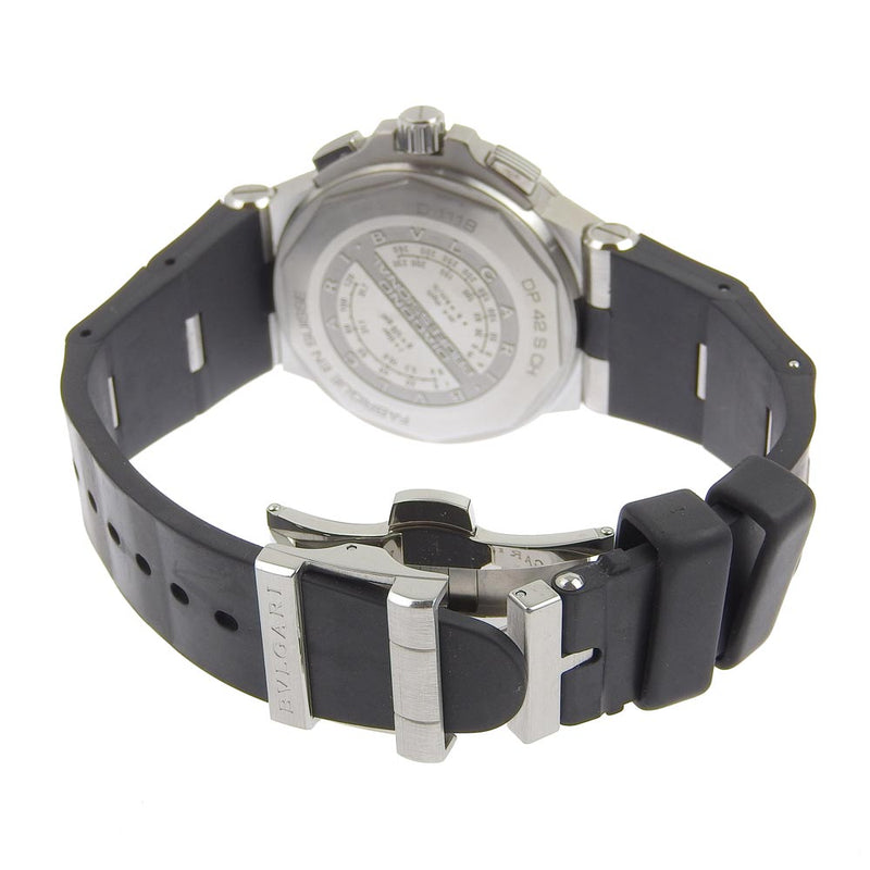【BVLGARI】ブルガリ
 ディアゴノ プロフェッショナル GMT DP42SCH ステンレススチール×ラバー 自動巻き クロノグラフ メンズ 黒文字盤 腕時計