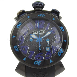 [GAGA MILANO] Gaga Milan Manure 48 Stainless Steel x Rubber Black Quartz Chronograph Men's Black Dial Dial Watch