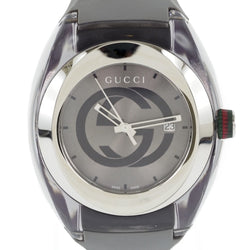 [GUCCI] Gucci Sink Clear Case 137.1 Stainless Steel x Rubber Gray Quartz Analog L display Men's Gray Dial Watch A-Rank