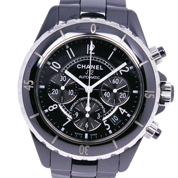 [Chanel] Chanel J12H0940 Ceramic Black Automatic Wind Chronograph Men's Black Calan