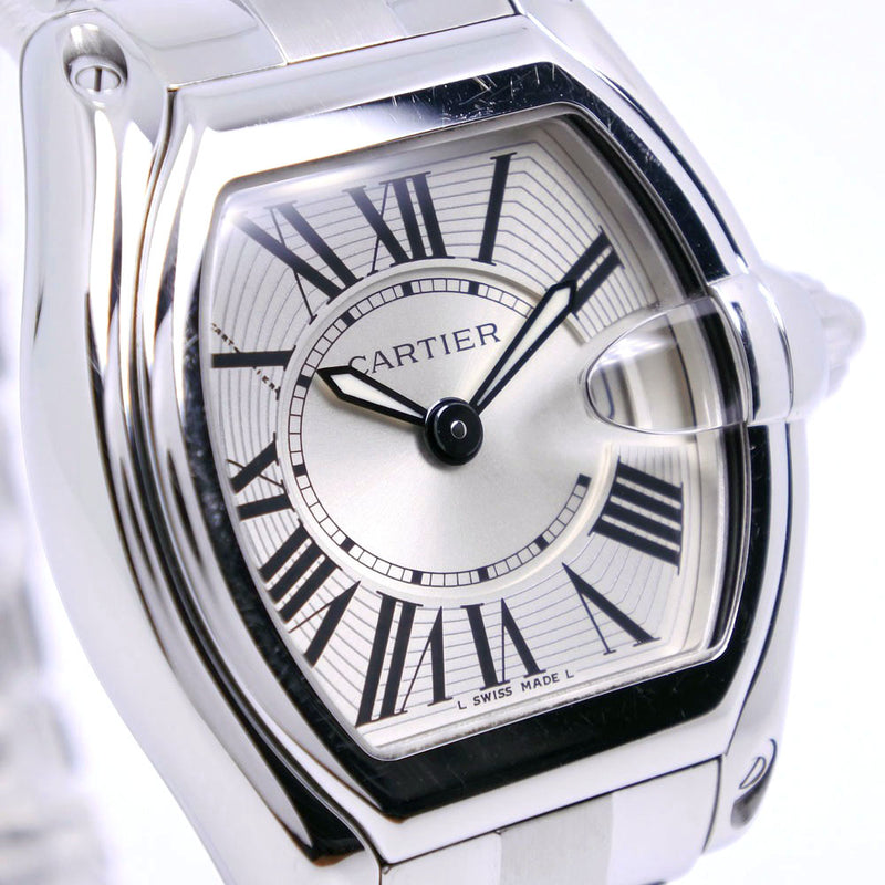 【CARTIER】カルティエ
 ロードスターSM W62016V3 ステンレススチール クオーツ アナログ表示 レディース シルバー文字盤 腕時計