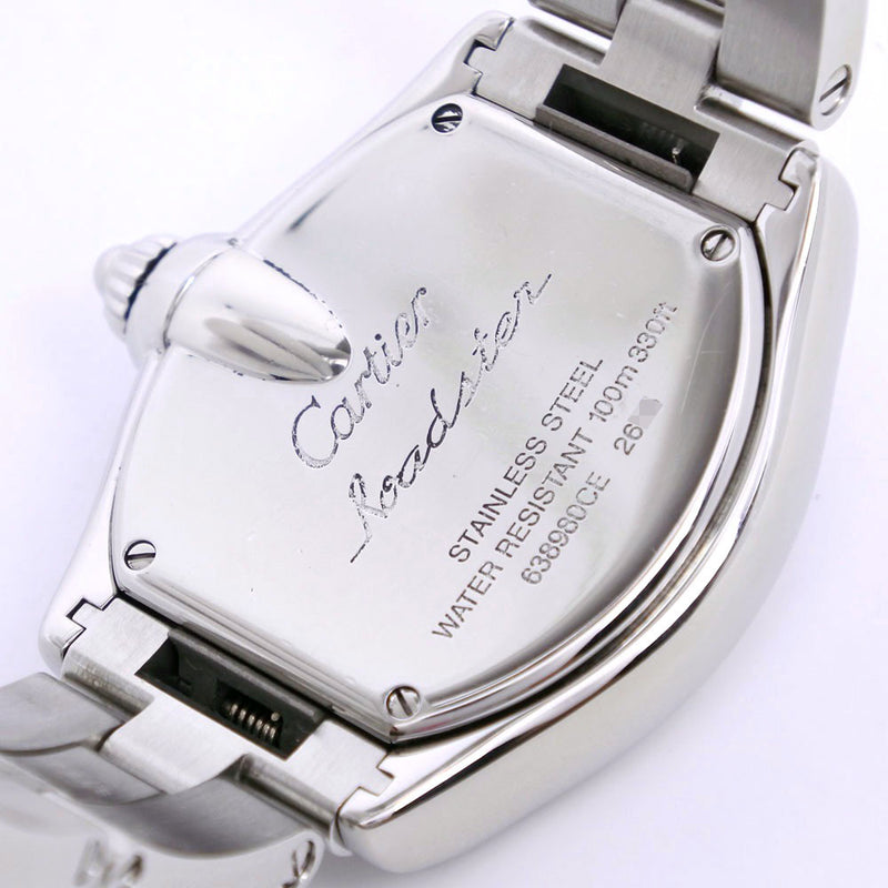 【CARTIER】カルティエ
 ロードスターSM W62016V3 ステンレススチール クオーツ アナログ表示 レディース シルバー文字盤 腕時計