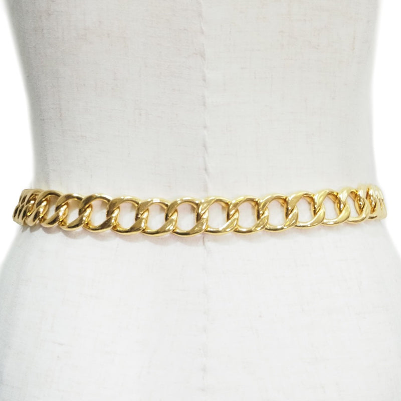 FWRD Renew Chanel Coco Mark Coin Chain Belt in Gold