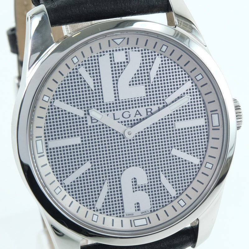 [Bvlgari] bulgari solo tempo st42s watch acero inoxidable x cuero de cuero de cuero para masculina reloj de marcado