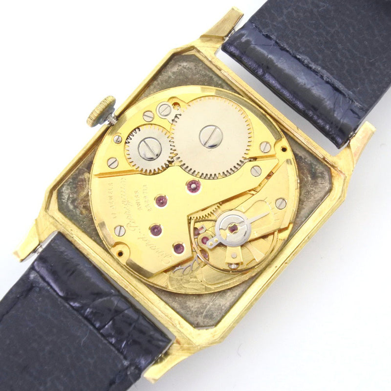 【GIRARD-PERREGAUX】ジラール・ペルゴ
 ビンテージ K18イエローゴールド×レザー 手巻き メンズ ゴールド文字盤 腕時計