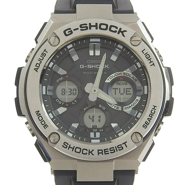 [CASIO] Casio G shock GST-W110 Stainless Steel x Rubber Quartz Anadisy L display Men Black Dial Watch A-Rank