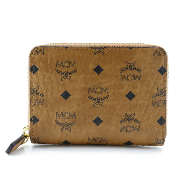 [MCM] M -M -round zipper coin case monogram leather tea fastener ZIP AROUND Unisex S rank