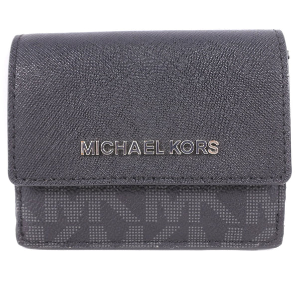 [Michael Kors] Michael Course Bi -fold Wallet Cow Whide X PVC Botón Snap Black Unisex A Rank