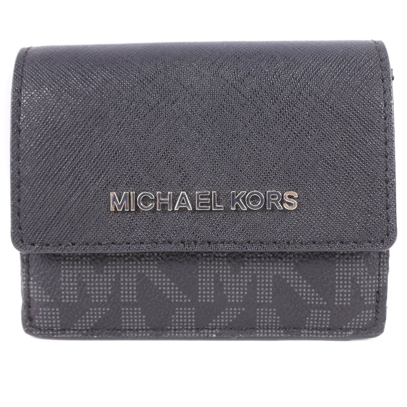 【Michael Kors】マイケルコース
 二つ折り財布
 牛革×PVC 黒 スナップボタン ユニセックスAランク