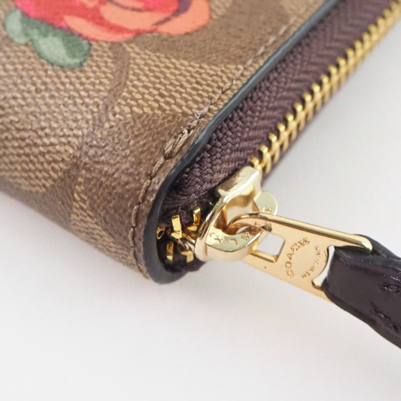 [Coach] Coach round zipper floral pattern F39189 PVC tea ladies long wallet S rank