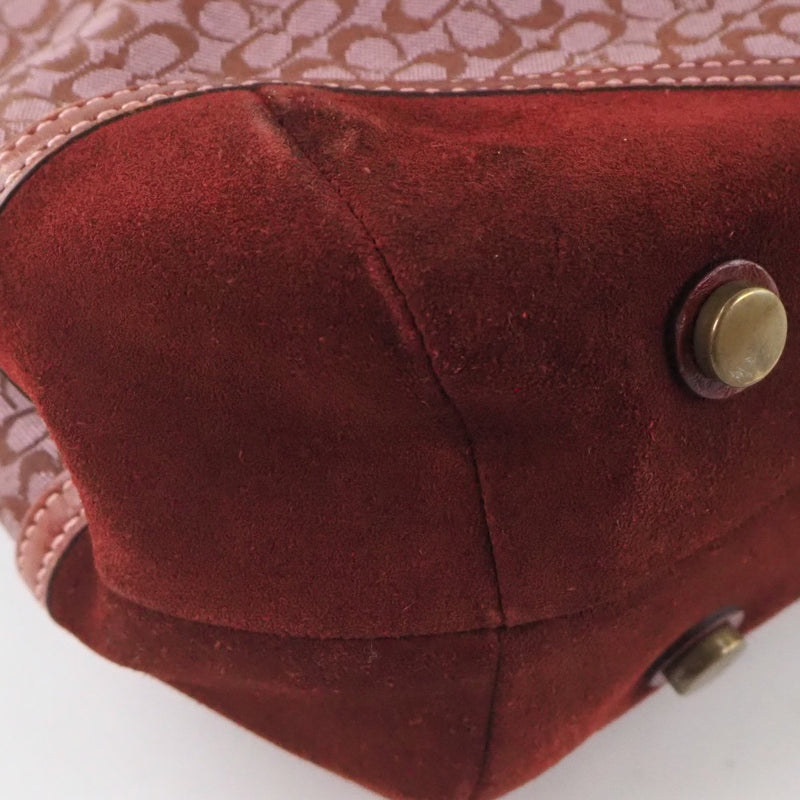 [COACH] Coach Mini Signature 7028 Canvas x Sked Red Ladies Handbag A-Rank