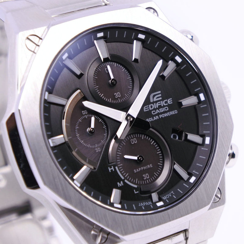 [CASIO] Casio EDIFICE Edifice Slim & Solar EFS-S570YD-1AJF Stainless steel Silver Solar Solar Watch Men's Black Dial Watch A Rank