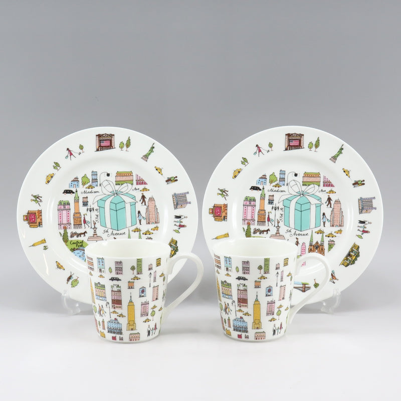[TIFFANY & CO.] Tiffany 5th Avenue Mug & Plate × 2 Tableware Porcelain _ Tableware S Rank