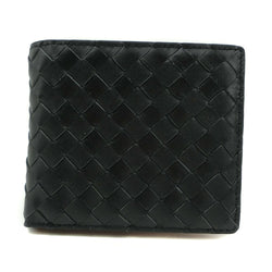 Mesh leather cowhide black men's bi -fold wallet A rank