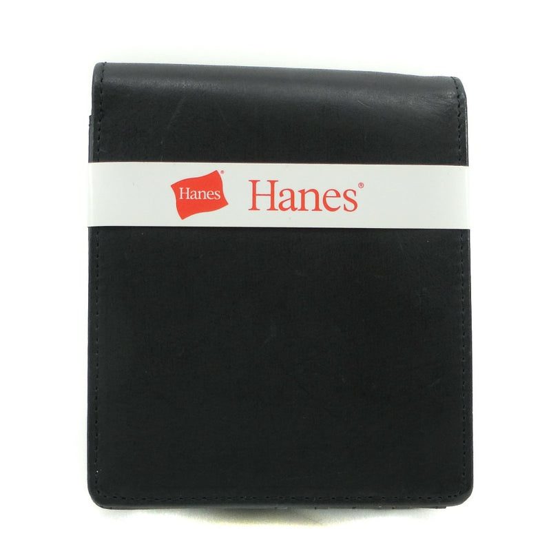 【Hanes】ヘインズ
 二つ折り財布
 牛革×合成皮革 黒 オープン メンズ