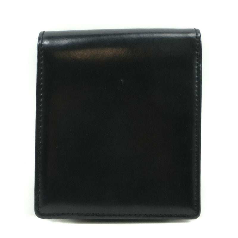 イタリアンレザー 二つ折り財布
 牛革 黒 オープン Italian leather メンズ