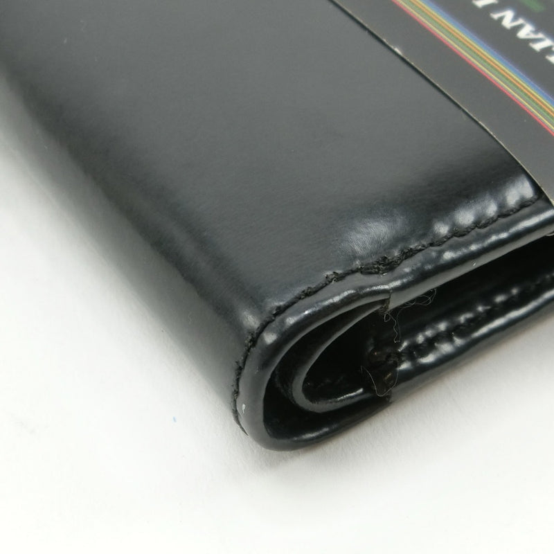 イタリアンレザー 二つ折り財布
 牛革 黒 オープン Italian leather メンズ