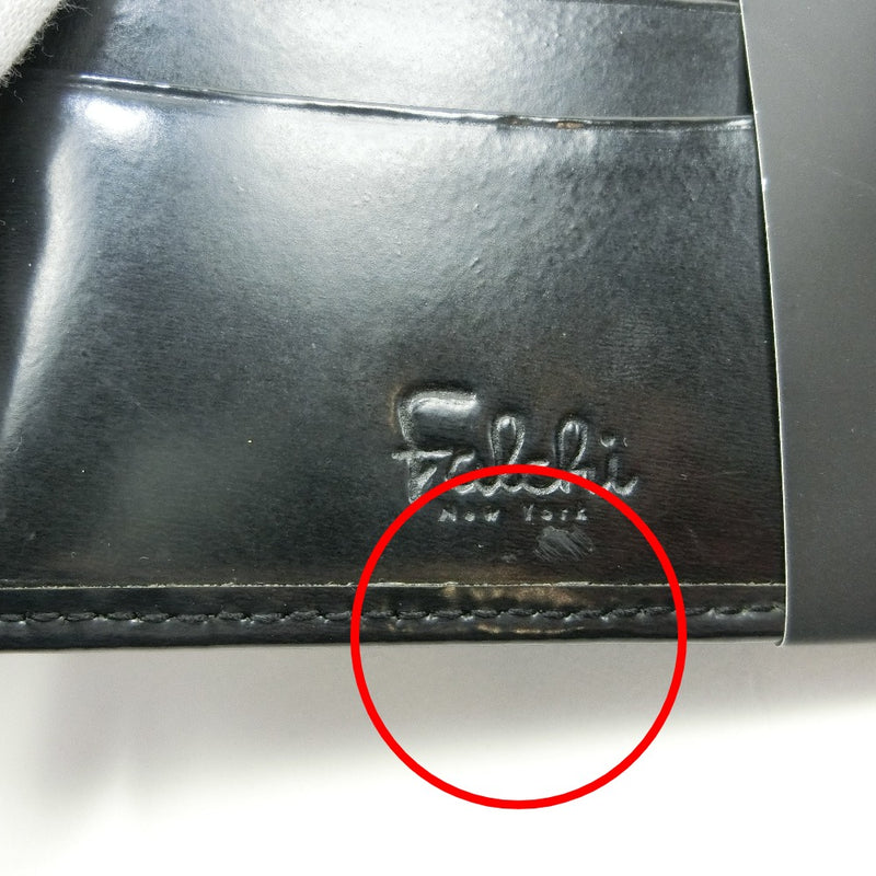 Italian leather Bi -fold Wallet Cowhide Black Open Italian Leather Men's