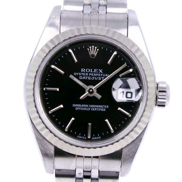 [ROLEX] Rolex Datejust 79174 Stainless Steel x WG Silver Automatic Wrap Ladies Black Dial Watch A-Rank