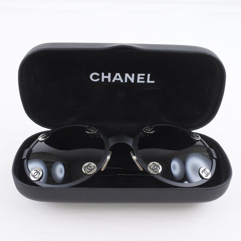 [CHANEL] Chanel Vintage 08841 90405 Synthetic Resin x Plastic Black Ladies Sunglasses A Rank