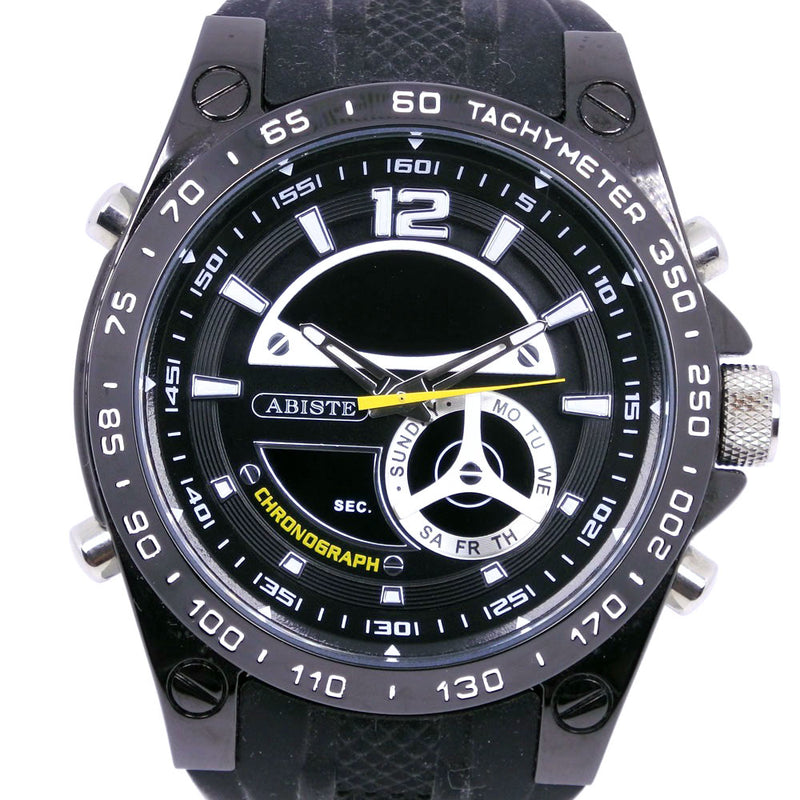 【ABISTE】アビステ
 ステンレススチール 黒 クオーツ メンズ 黒文字盤 腕時計
A-ランク