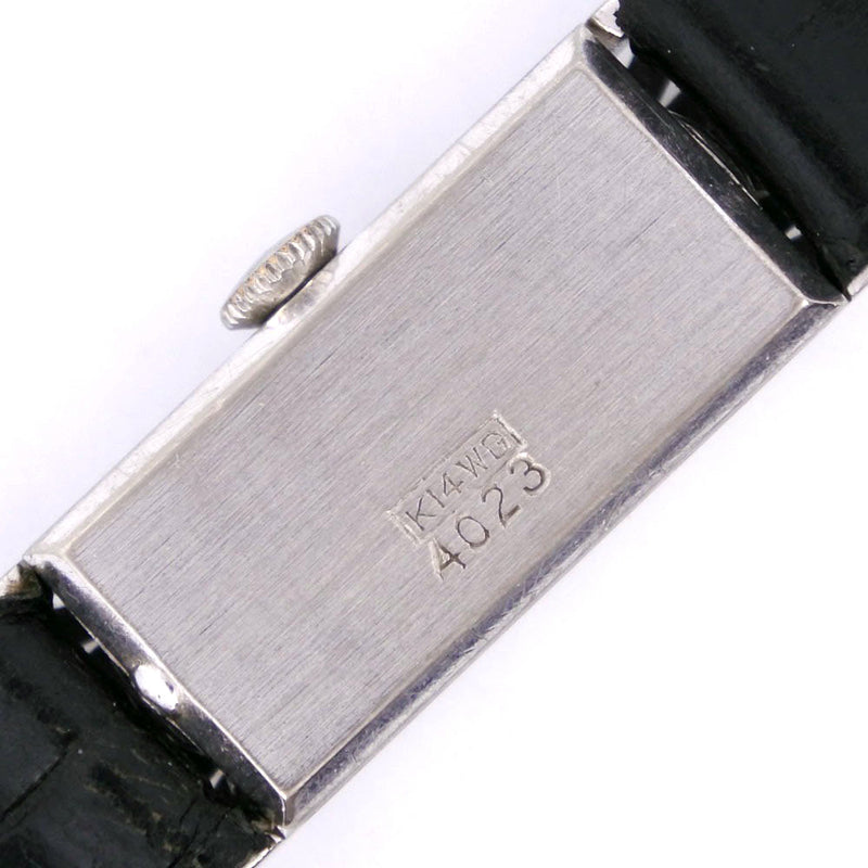 【SEIKO】セイコー
 レディセイコー 21JEWELS 4023 K14ホワイトゴールド×レザー 黒 手巻き アナログ表示 レディース シルバー文字盤 腕時計
B-ランク