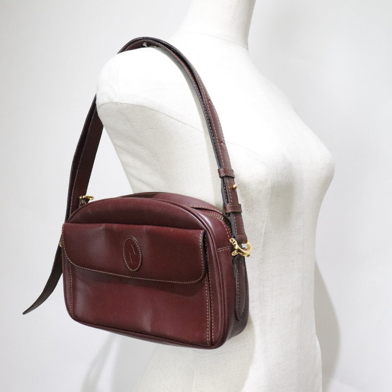 [Cartier] Cartier Mastline Vintage Leather Bordeaux Ladies Shoulder Bag