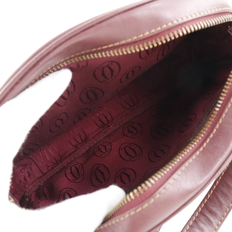 [Cartier] Cartier Mastline Vintage Cuero Burdeaux Ladies Shoulder Bags